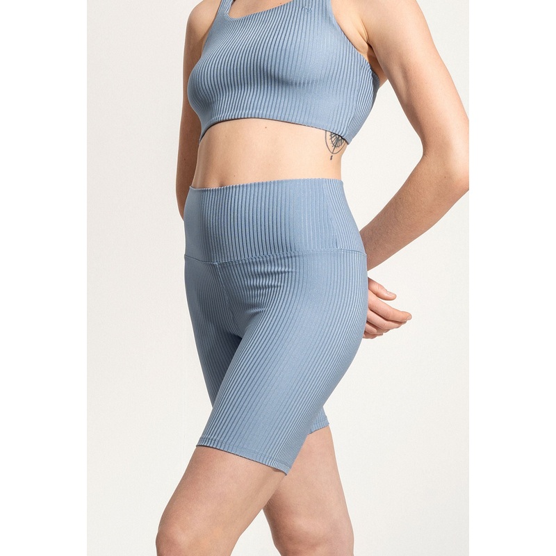 Short Yoga Leggings "Galena" in blue rib