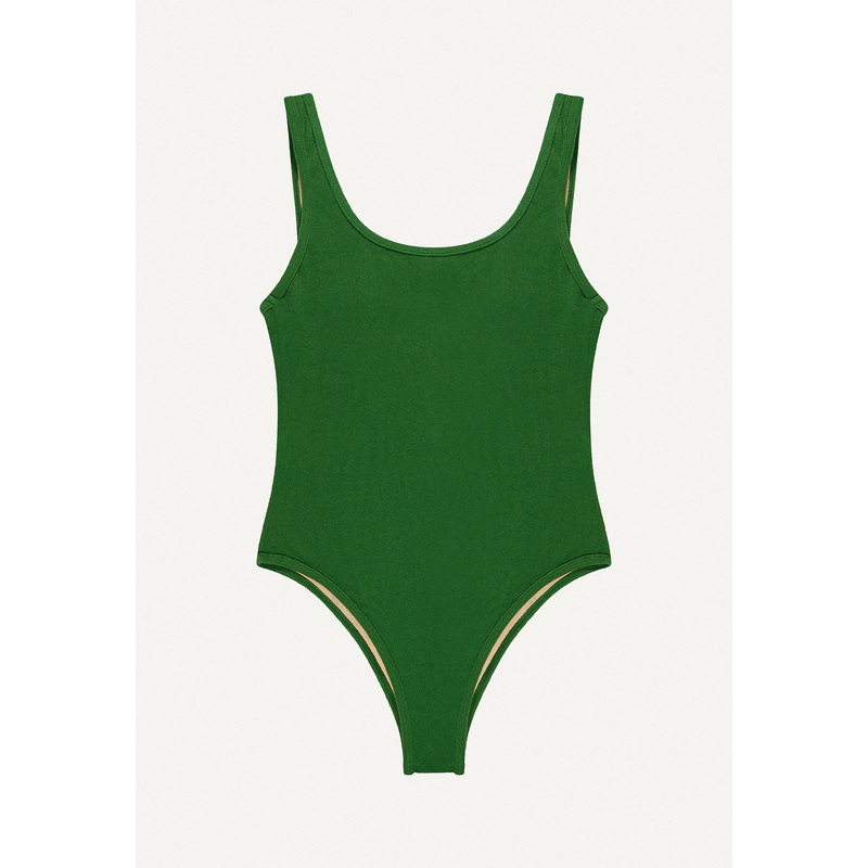 Swimsuit "Zephyr" in dark green terry