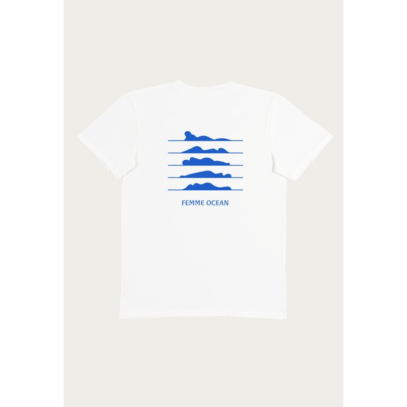 T-Shirt Unisex in off white / "Femme Ocean" in blue