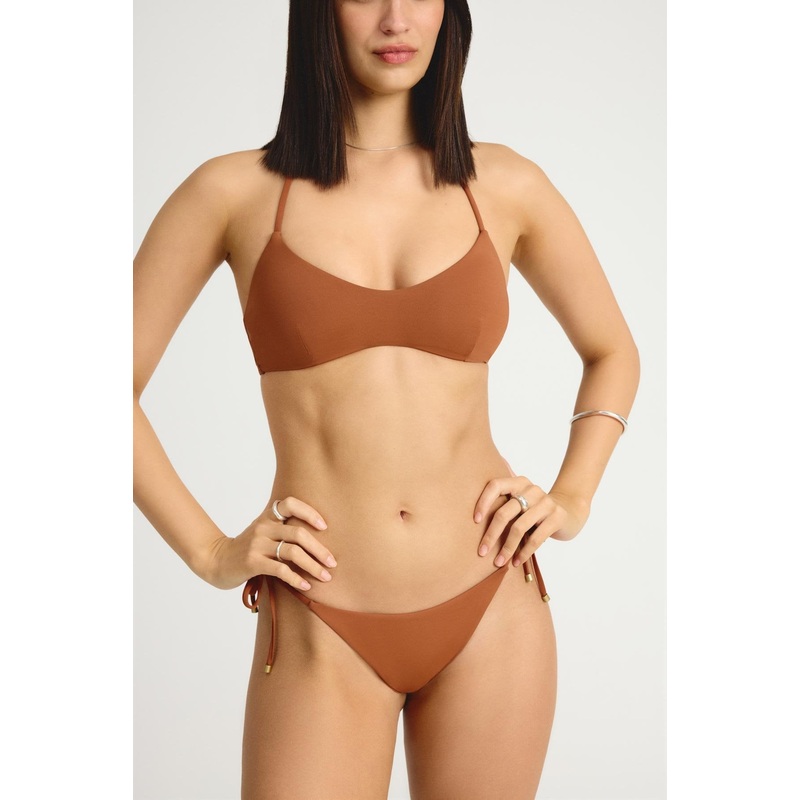 Upcycled Scoop Bralette Top - Bourbon EcoLux