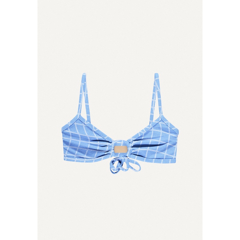 Bikini Top "Joran" in blue pool print terry