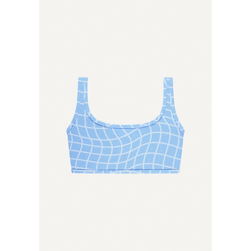 Bikini Top "Vento" in blue pool print terry