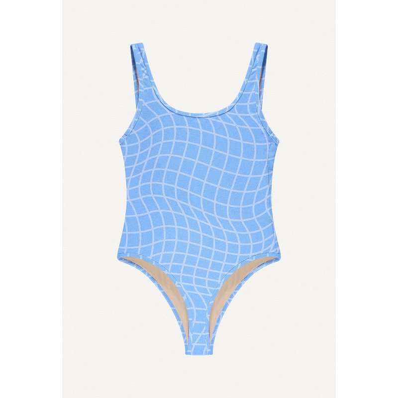 Surf Swimsuit "Zephyr" in blue pool print terry