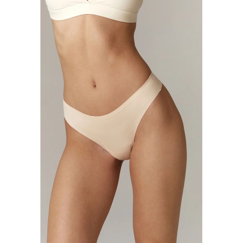 Aruelle - Demi Laser-Cut Edges Medium Waist Thong Nude