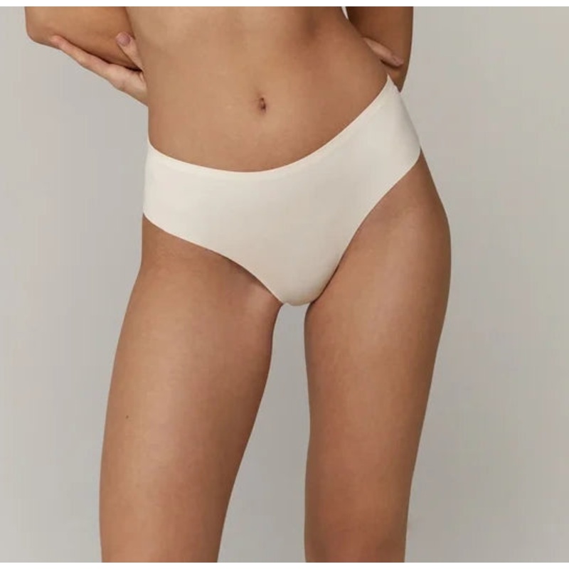 Aruelle - Devon Laser-Cut Edges Medium Waist Brazilian Panty Creme