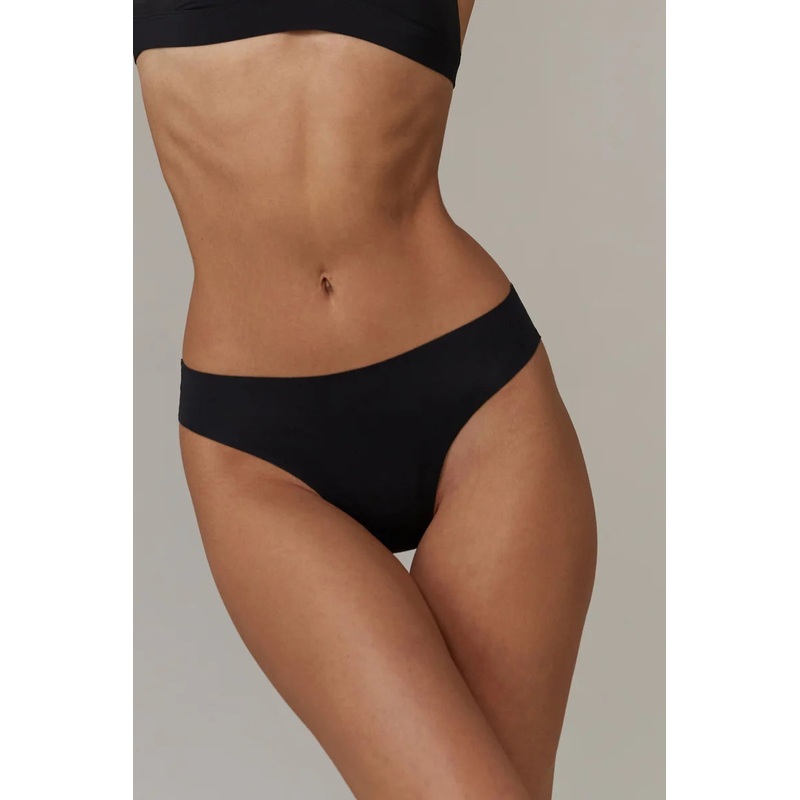 Aruelle - Esme Laser-Cut Medium Waist Thong Black
