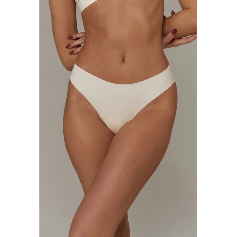 Aruelle - Esme Laser-Cut Medium Waist Thong Creme