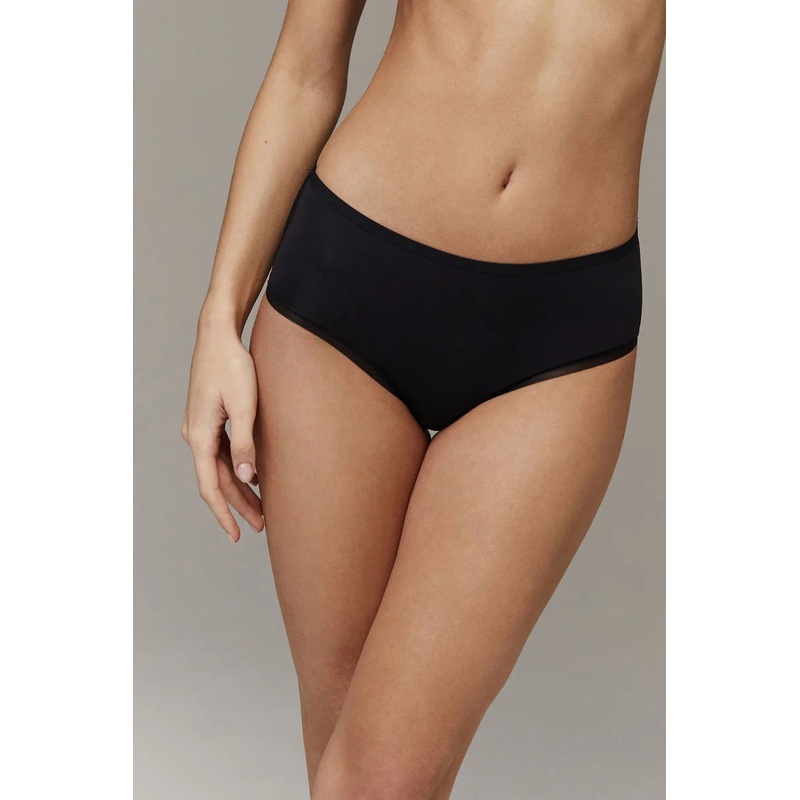 Aruelle - Hedi Medium Waist Brazilian Brief With Mesh Back Black