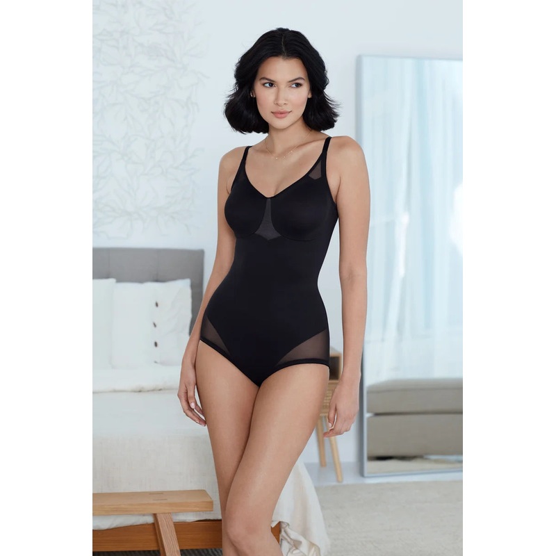 Miraclesuit Shapewear - Sexy Sheer Shaping Bodysuit Black