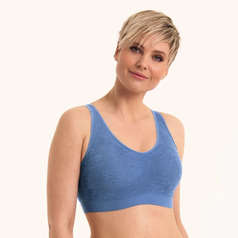 Anita Care - Essential Lace Post Mastectomy Bralette Padded Cups Blue Heaven