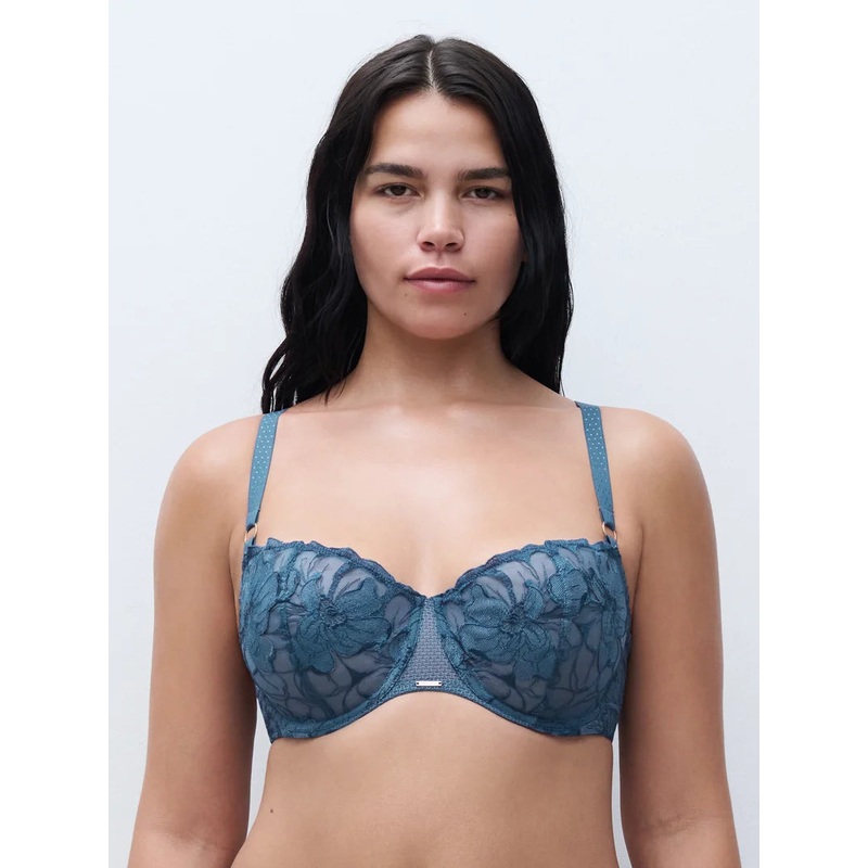 Chantelle - Fleurs Signature Half-Cup Balcony Bra Jeans Blue Denim