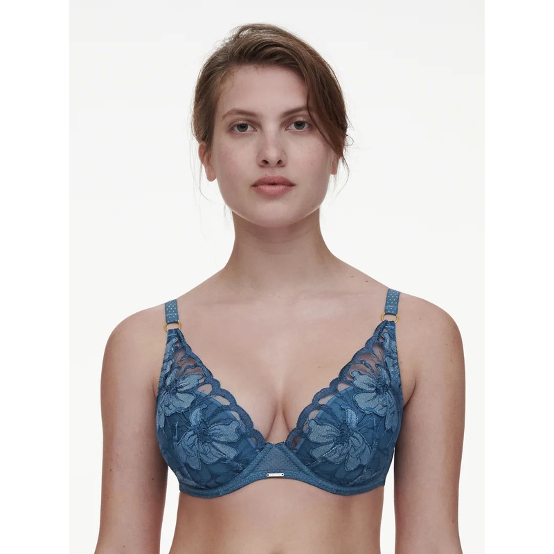 Chantelle - Fleurs Signature Plunge T-Shirt Bra Jeans Blue Denim