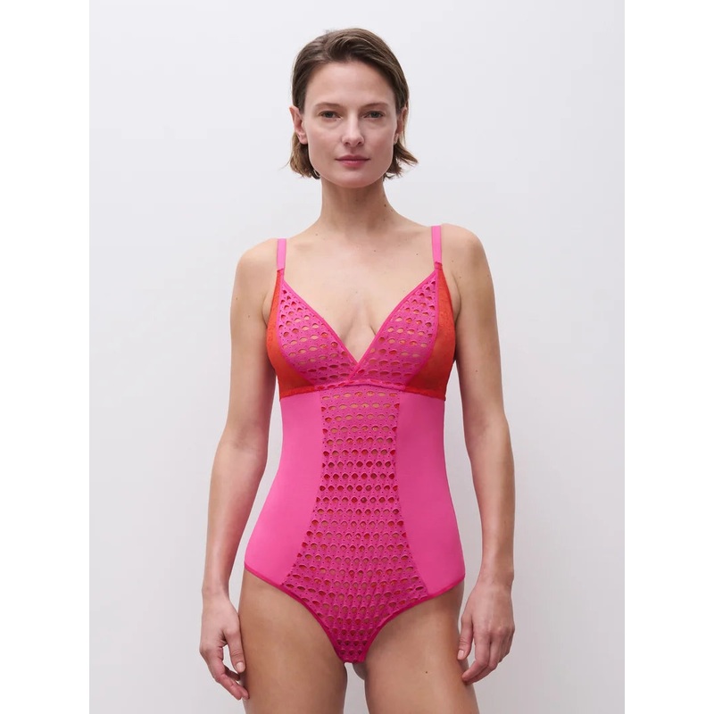 Chantelle - Poison Bodysuit Flame Red / Fuchsia Purple