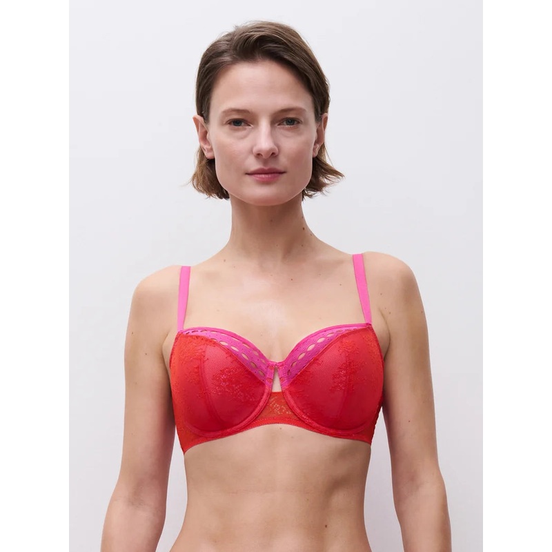 Chantelle - Poison Half-Cup Foam Bra Flame Red / Fuchsia Purple