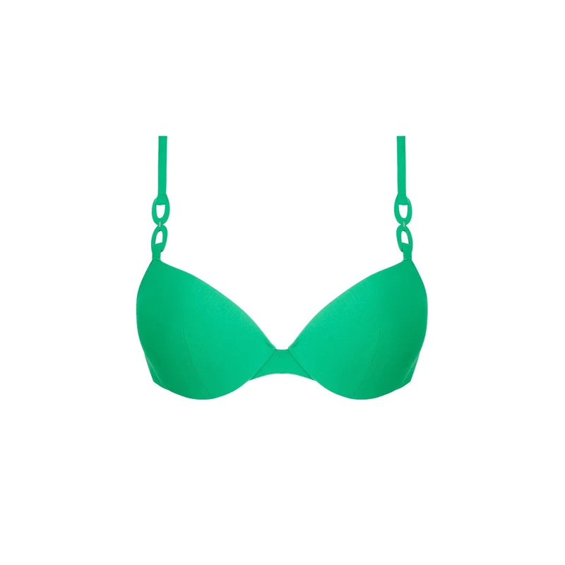 Lise Charmel Swimwear - Grace Infinie Padded Plunge Bikini Top Emeraude Infini