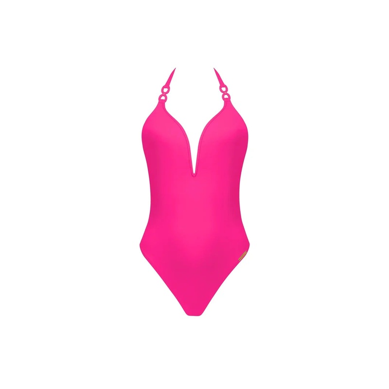 Lise Charmel Swimwear - Grace Infinie Wireless Seduction Halter Swimsuit Tresses Fuschia