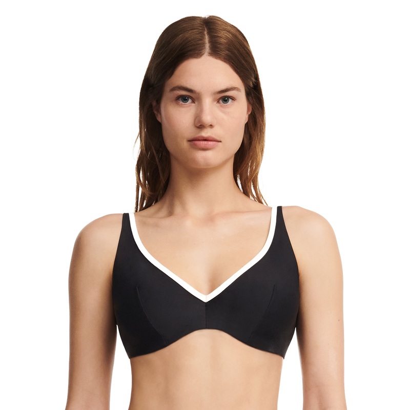 Chantelle Swimwear - Authentic Plunge Underwired Bikini Black / White