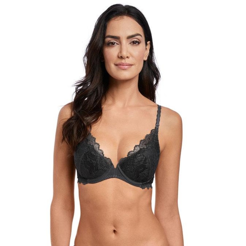 Wacoal - Lace Perfection Plunge Push Up Bra Charcoal
