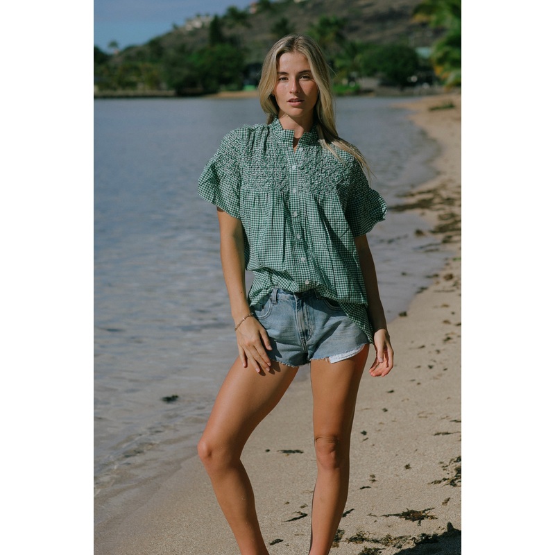 Olympia Etal Nora Top in Green Plaid