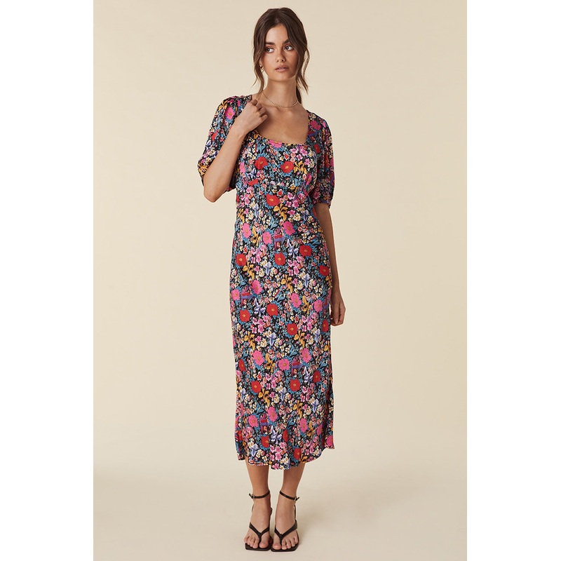 SPELL Last Drinks Bias Midi Dress in Evening Floral- Last One