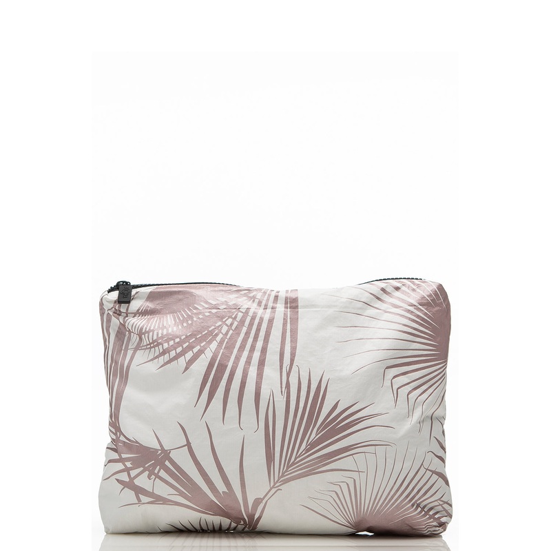 ALOHA Collection Mid Day Palms Pouch in Rose Gold