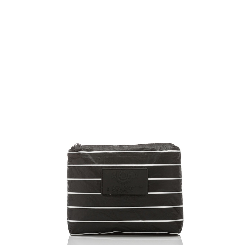 ALOHA Collection Small Pinstripe Pouch in Black