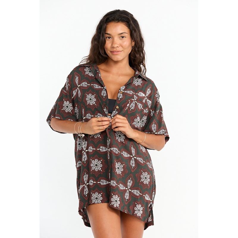 Benoa Swim Aloha Shirt Dress in Kaleido