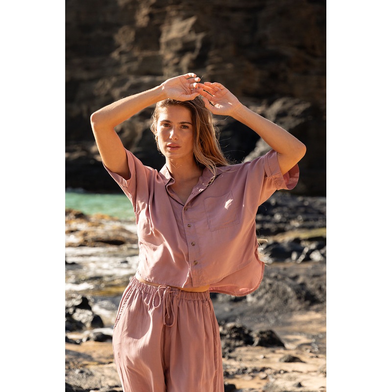 Mai Dylan Crop Top in Rosewood
