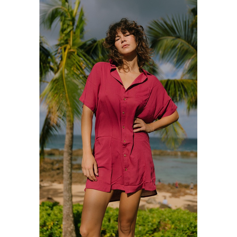 Mai Dylan Dress in Beet Red