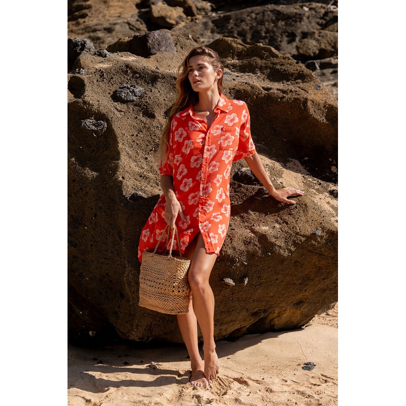 Mai Dylan Dress in Strawberry Hibiscus