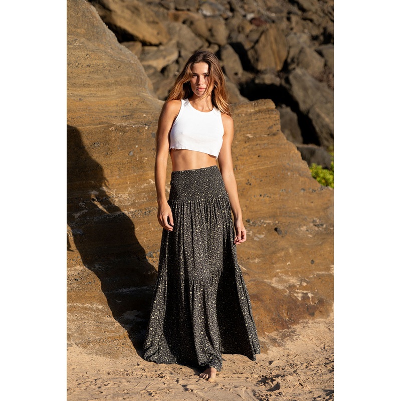 Mai Indie Skirt in Jade Panther