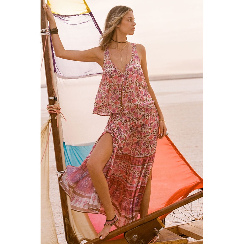SPELL Elysian Maxi Skirt in Petunia