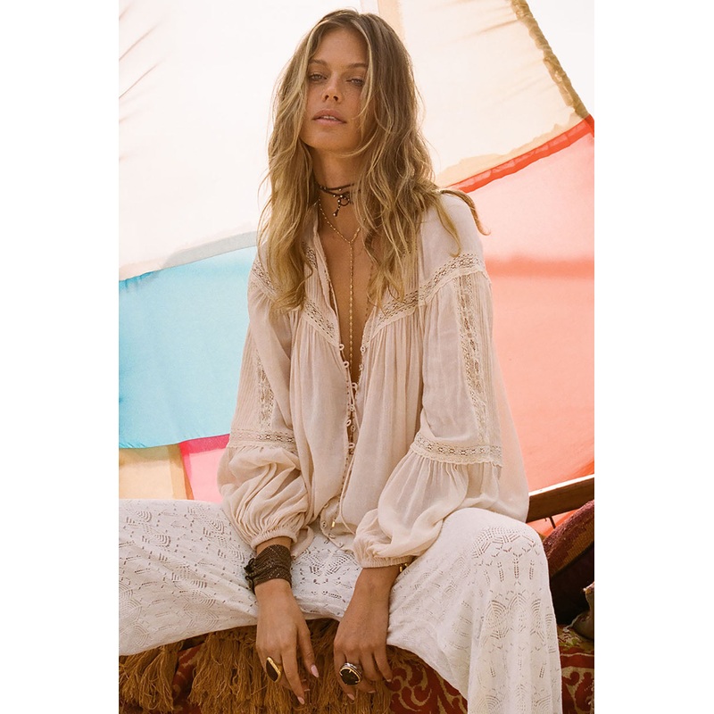 SPELL Teodora Blouse in White Smoke