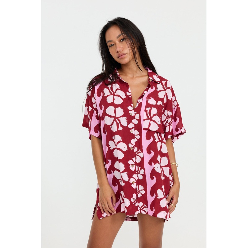 Benoa Swim Aloha Shirt Dress in Papeete