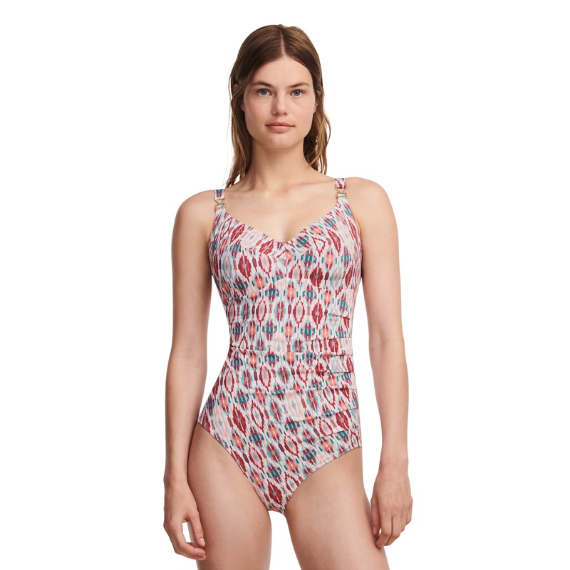 Chantelle Swimwear - Devotion Covering Underwired Swimsuit Turquoise Ikat