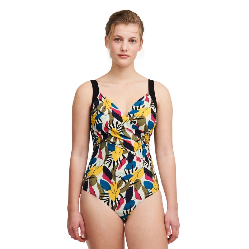 Femilet Swimwear - Honduras Wirefree Covering T-Shirt Swimsuit Multicolor Leaves