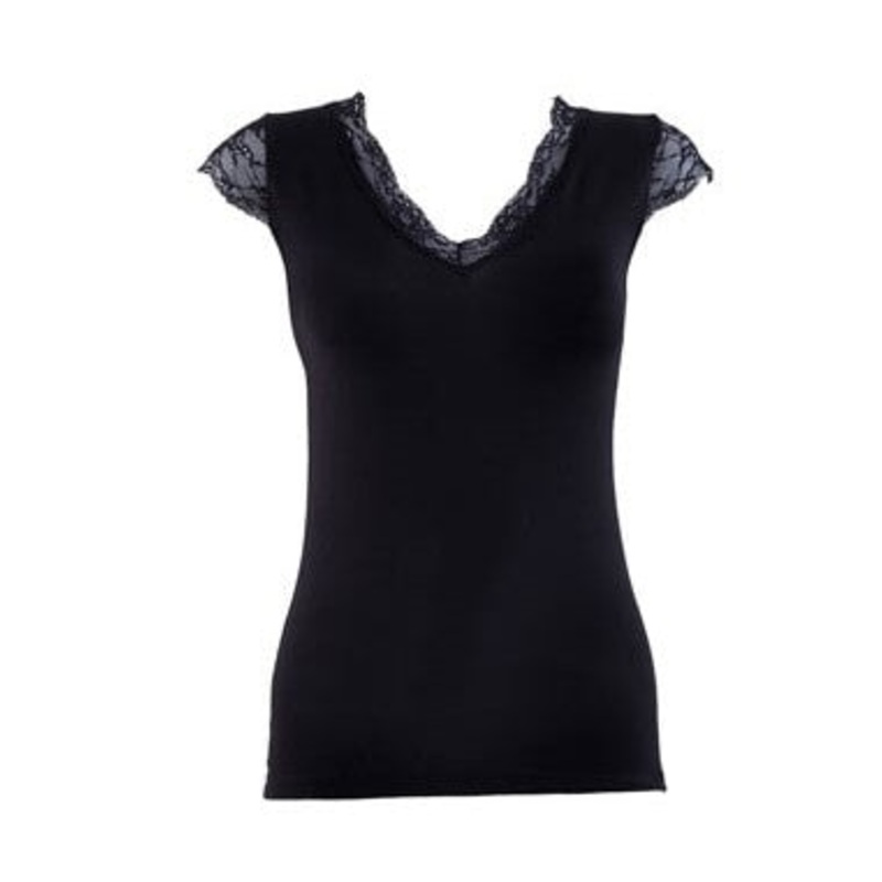 Blackspade - Comfort Classics Lace V-Neck Singlet Black