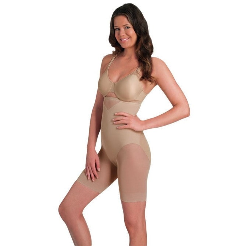 Miraclesuit Shapewear - Sexy Sheer Hi Waist Thigh Slimmer Warm Beige