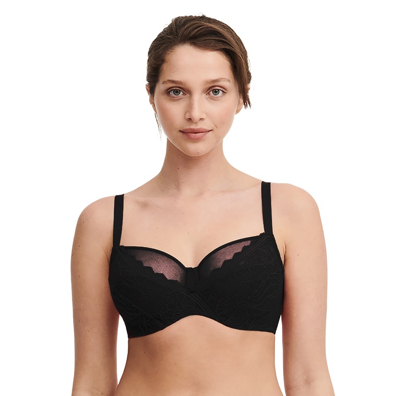 Chantelle Easyfeel - Floral Touch Very Covering Underwired Bra Black