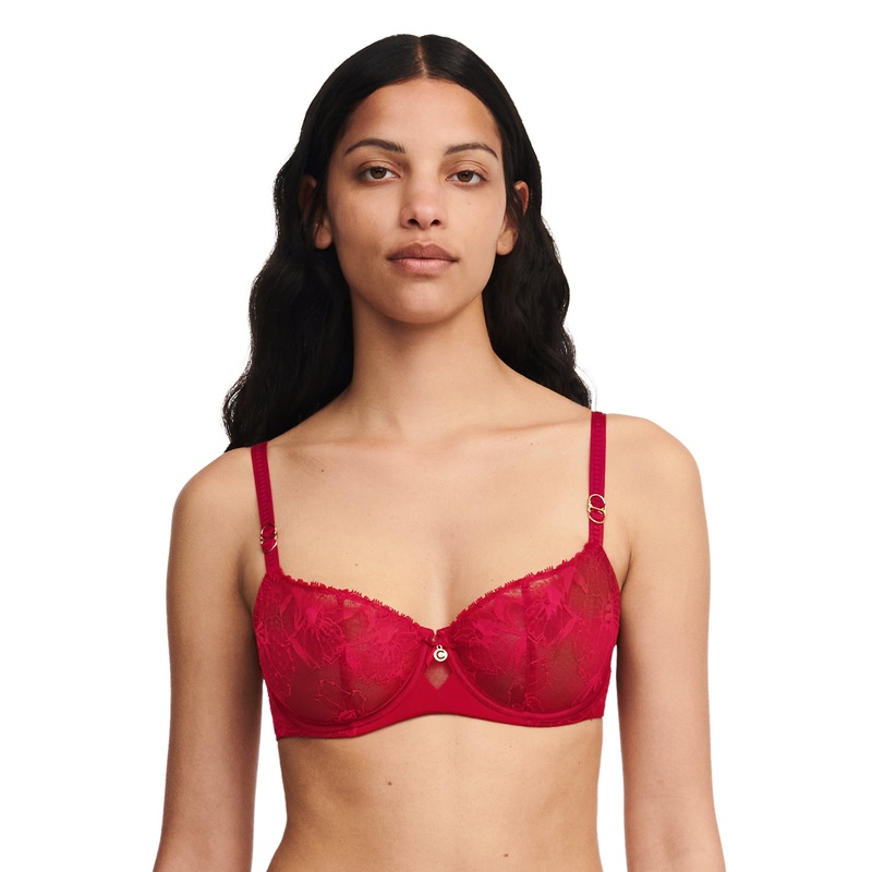 Chantelle - Orchids Half-Cup Balcony Bra Passion Red