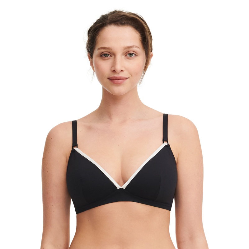 Chantelle Swimwear - Authentic Wirefree Triangle Spacer Bikini Black / White