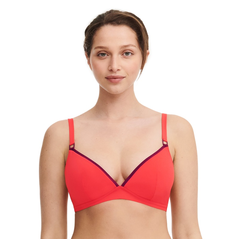 Chantelle Swimwear - Authentic Wirefree Triangle Spacer Bikini Rouge / Orange