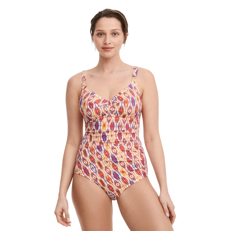 Chantelle Swimwear - Devotion Covering Underwired Swimsuit Red Ikat