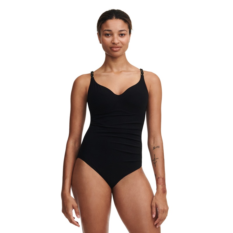 Chantelle Swimwear - Emblem Covering Underwired Swimsuit Black