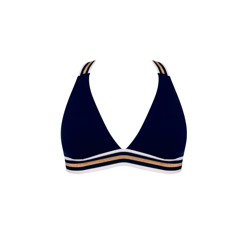 Lise Charmel Swimwear - Energie Nautique N/W Crossed Back Triangle Bikini Top Encre Nautique