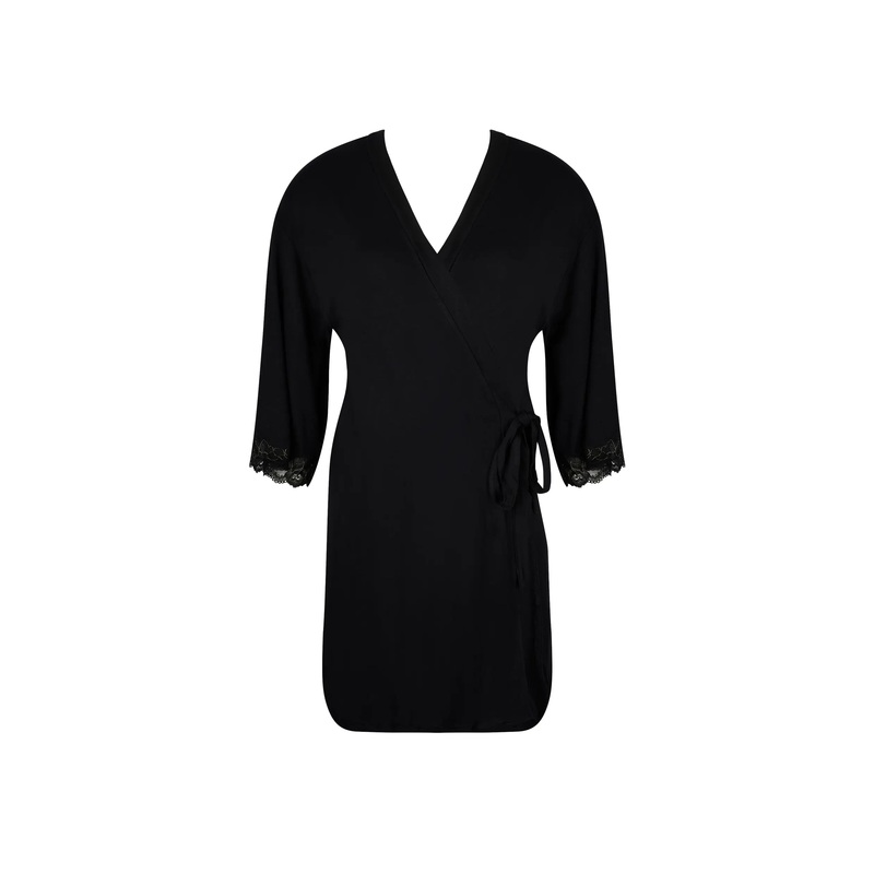 Antigel by Lise Charmel - Daily Paillette Mid-Length Negligee Gown Noir Pailette