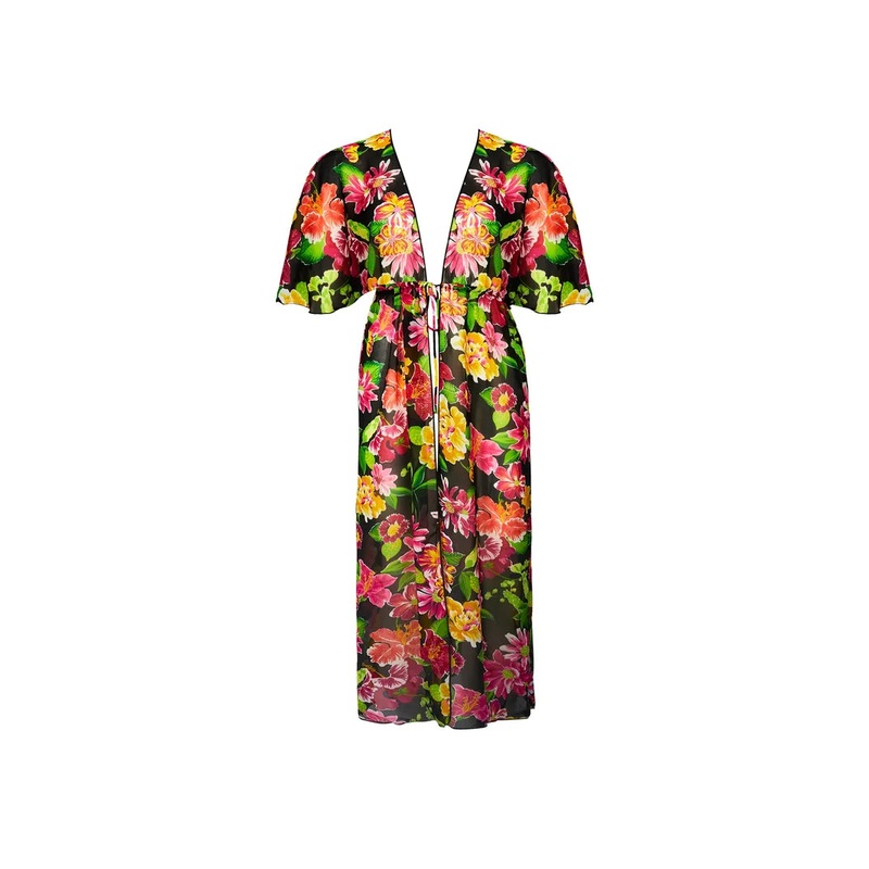 Antigel Swimwear by Lise Charmel - La Feminissima Long Open Kimono Wrap Rose Amethyste