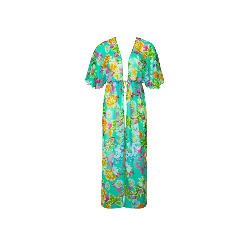 Antigel Swimwear by Lise Charmel - La Feminissima Long Open Kimono Wrap Vert Emeraude