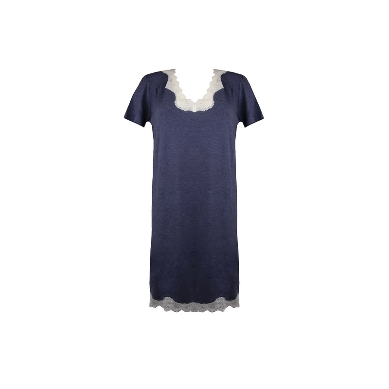 Antigel By Lise Charmel - Simply Perfect Capped Sleeve Nighty Bleu Chin Nacre