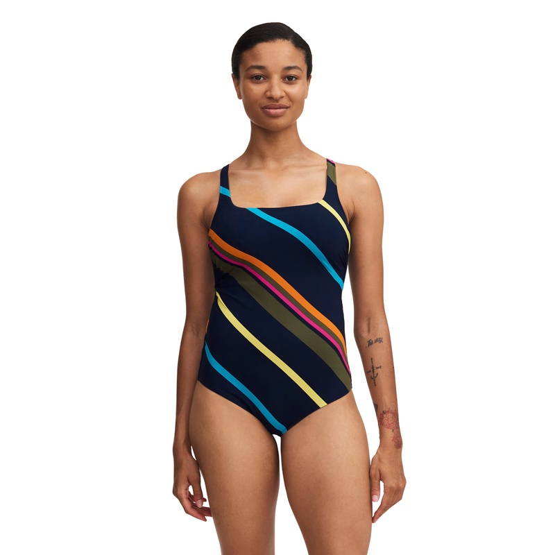Chantelle Swimwear - Identity Covering Underwired Swimsuit (Classical) Colorful Stripes